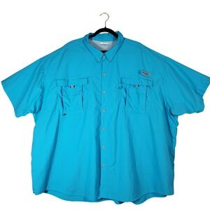 Columbia PFG Bahama II Fishing Shirt Mens 5X Blue Omni Shade Short Sleeve Vented